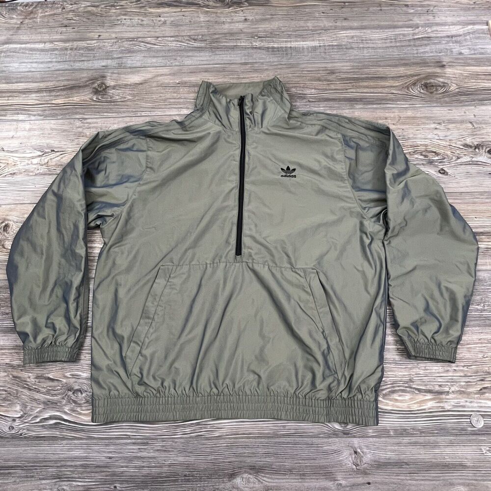 Adidas 1/2 Zip Jacket Pullover #GD4512 Men's Size Large Green Liquid Metal
